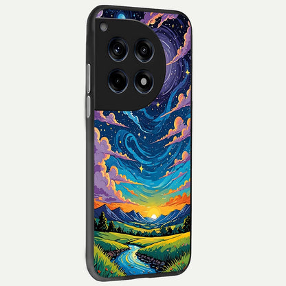  Dreamy Night Landscape back cover For OnePlus 12R slim fit glass case with vibrant aesthetic design