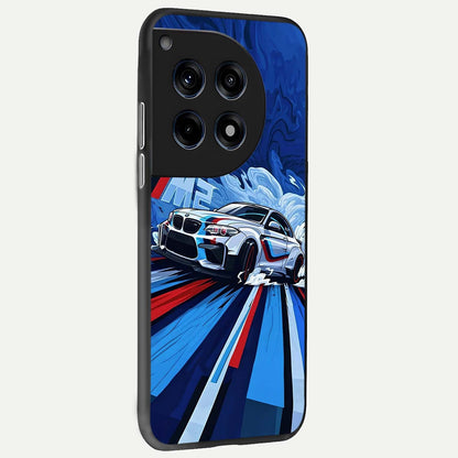  Drift Power Rush back cover For OnePlus 12R slim fit glass case with vibrant aesthetic design