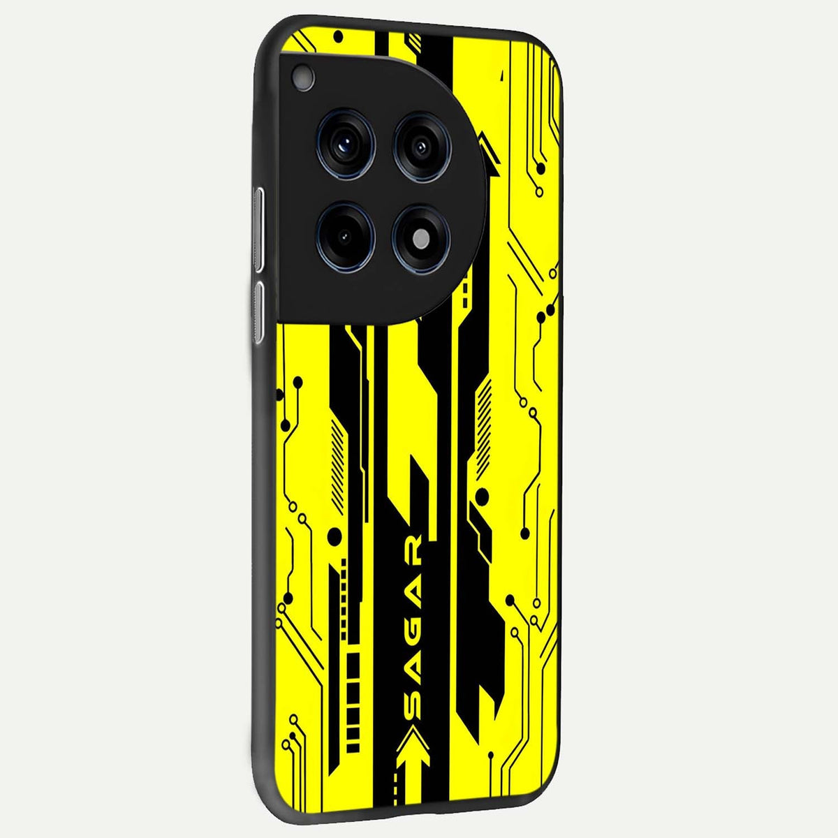  Electric Pulse CYBERPUNK Custom Name back cover For OnePlus 12R slim fit glass case with vibrant aesthetic design