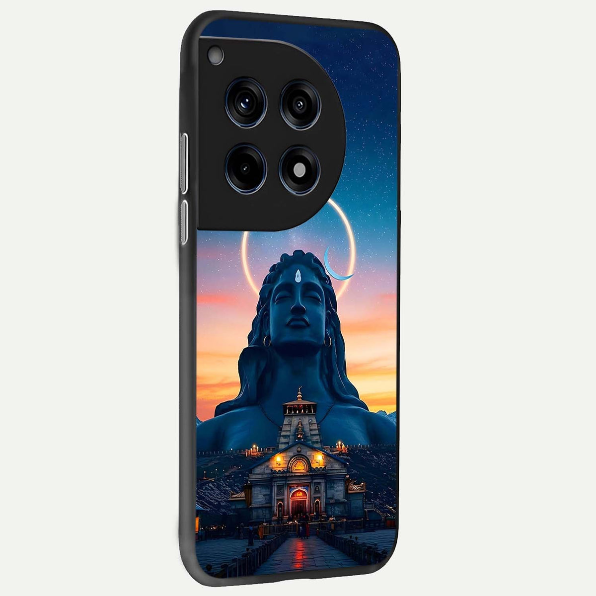  Eternal Shiva Aura back cover For OnePlus 12R slim fit glass case with vibrant aesthetic design