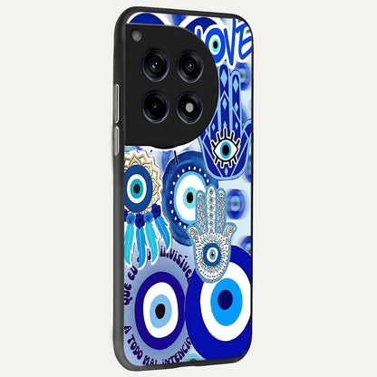  Evil Eyes Dream back cover For OnePlus 12R slim fit glass case with vibrant aesthetic design