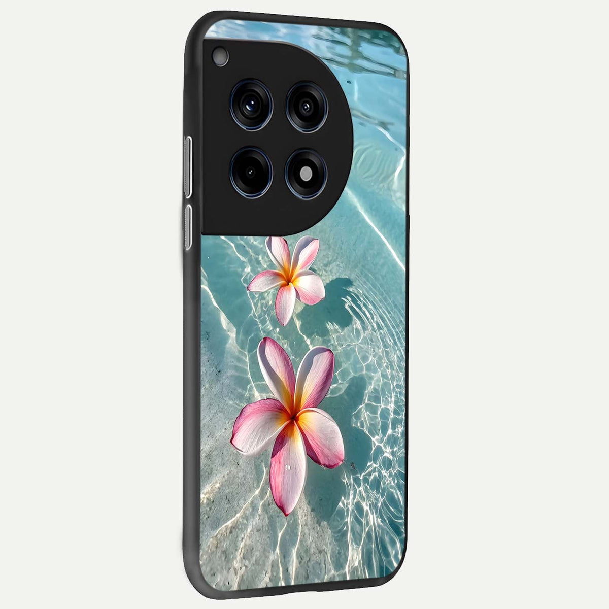  Floating Bloom Bliss back cover For OnePlus 12R slim fit glass case with vibrant aesthetic design