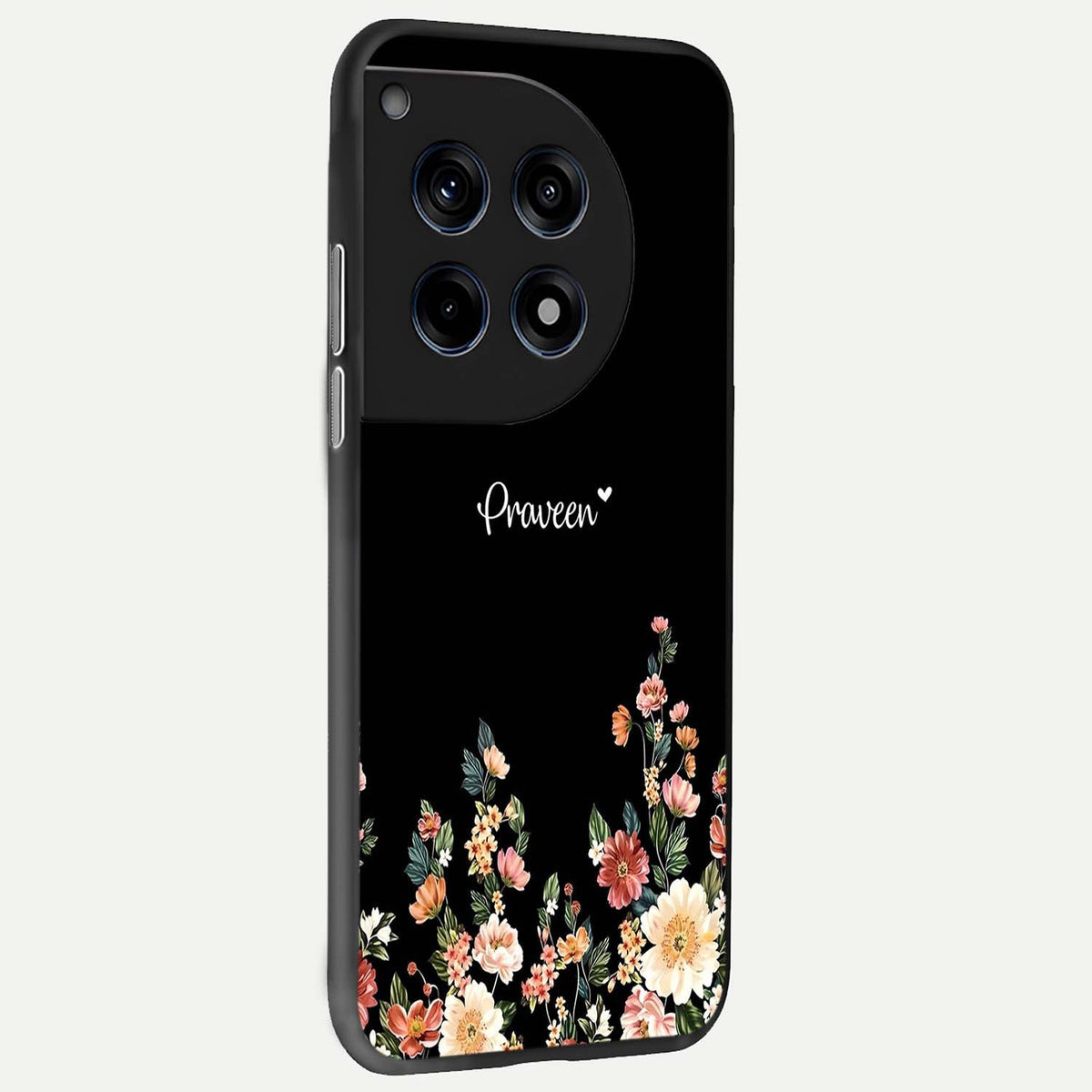  Floral Design Personalized Custom Name back cover For OnePlus 12R slim fit glass case with vibrant aesthetic design