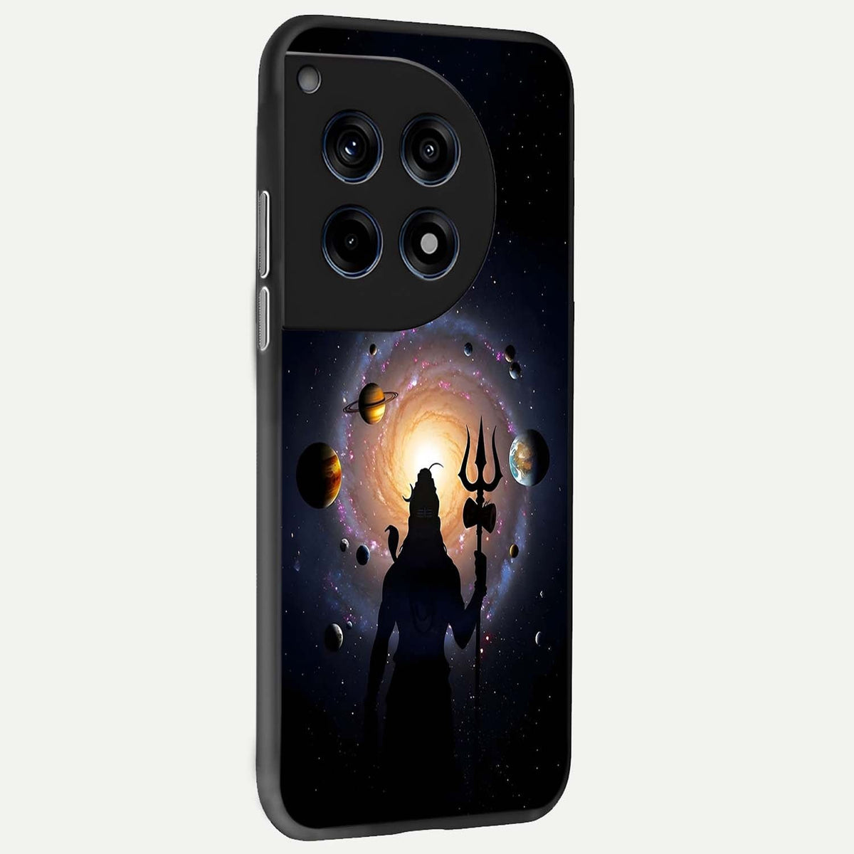  Galactic Shiva Vision back cover For OnePlus 12R slim fit glass case with vibrant aesthetic design