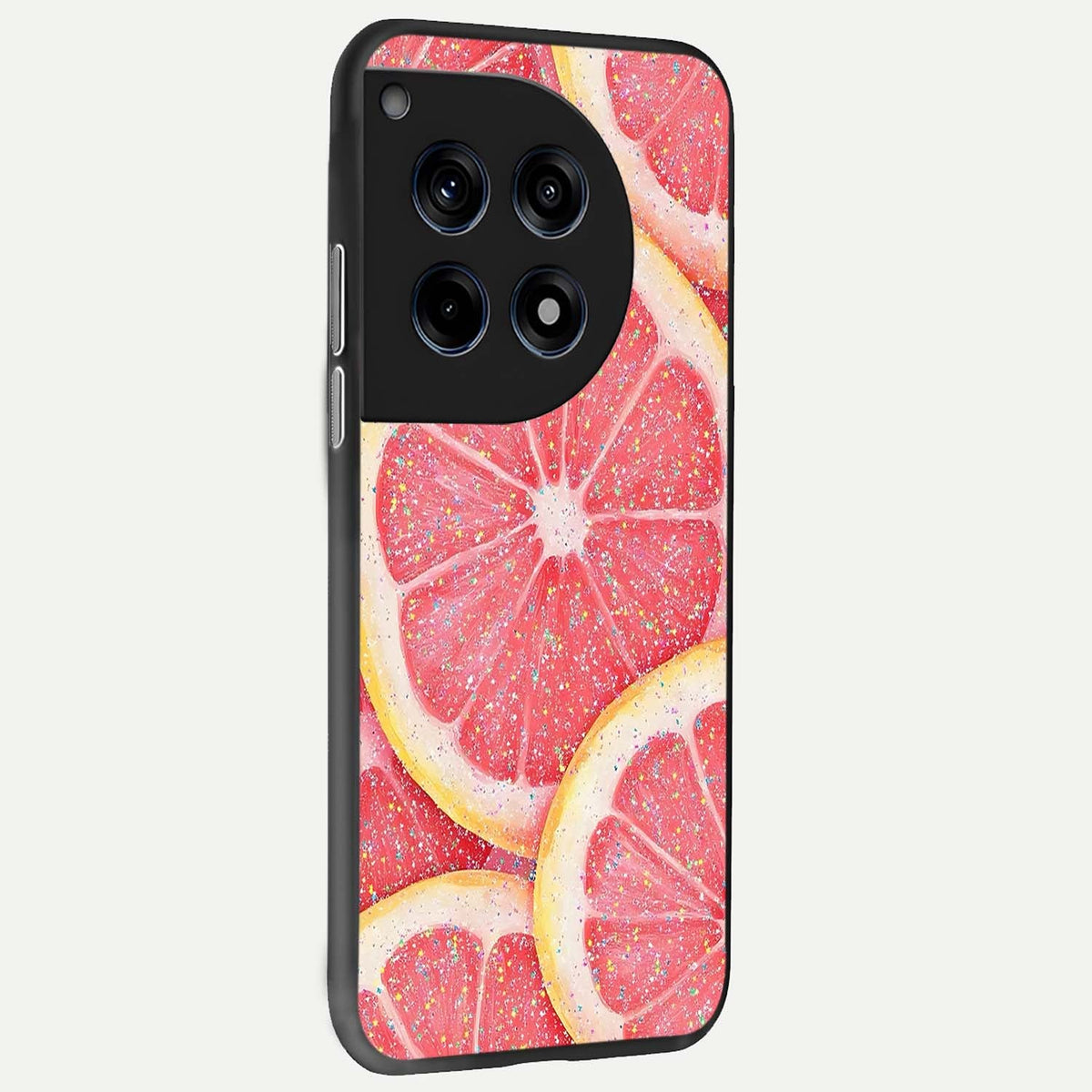  Glitter Grapefruit back cover For OnePlus 12R slim fit glass case with vibrant aesthetic design