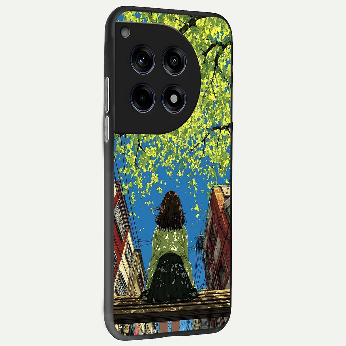  Golden Leaves Glow back cover For OnePlus 12R slim fit glass case with vibrant aesthetic design