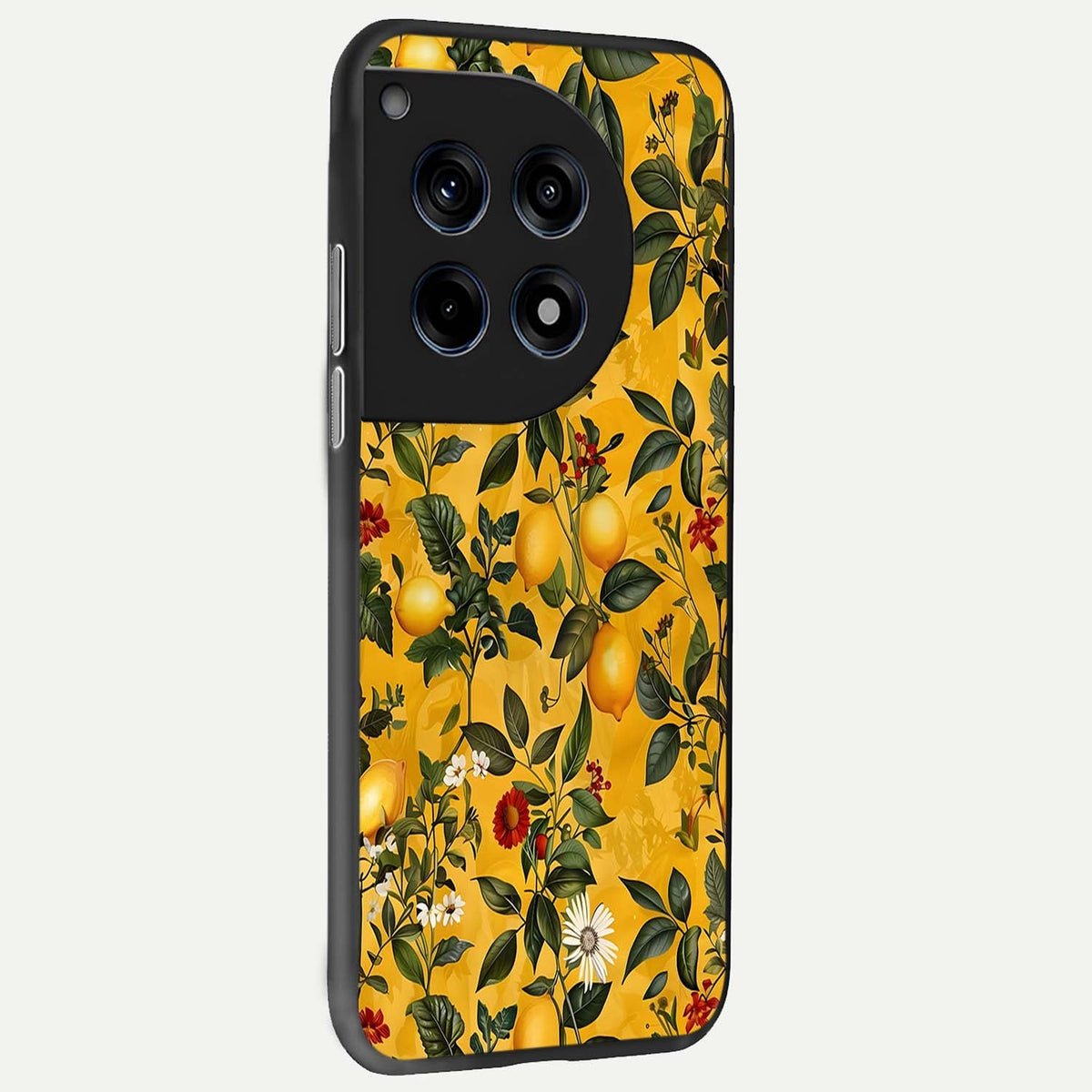  Golden Lemon Field back cover For OnePlus 12R slim fit glass case with vibrant aesthetic design
