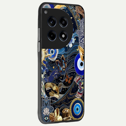  Golden Moon Magic back cover For OnePlus 12R slim fit glass case with vibrant aesthetic design