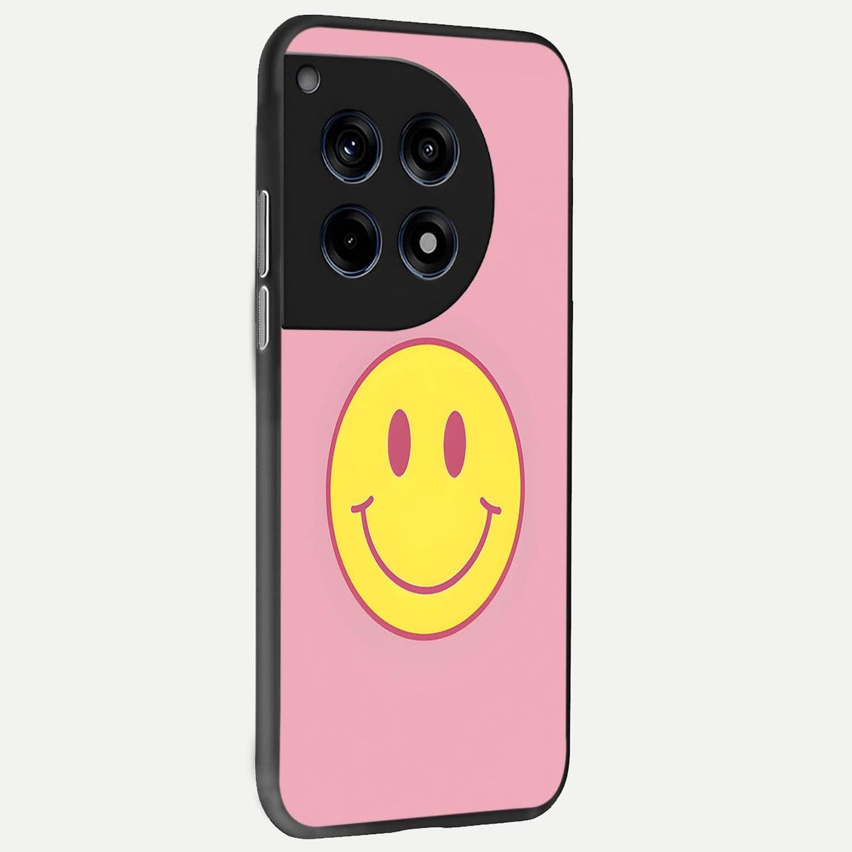  Happy Pink Mood back cover For OnePlus 12R slim fit glass case with vibrant aesthetic design