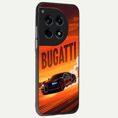  Inferno Bugatti Storm back cover For OnePlus 12R slim fit glass case with vibrant aesthetic design