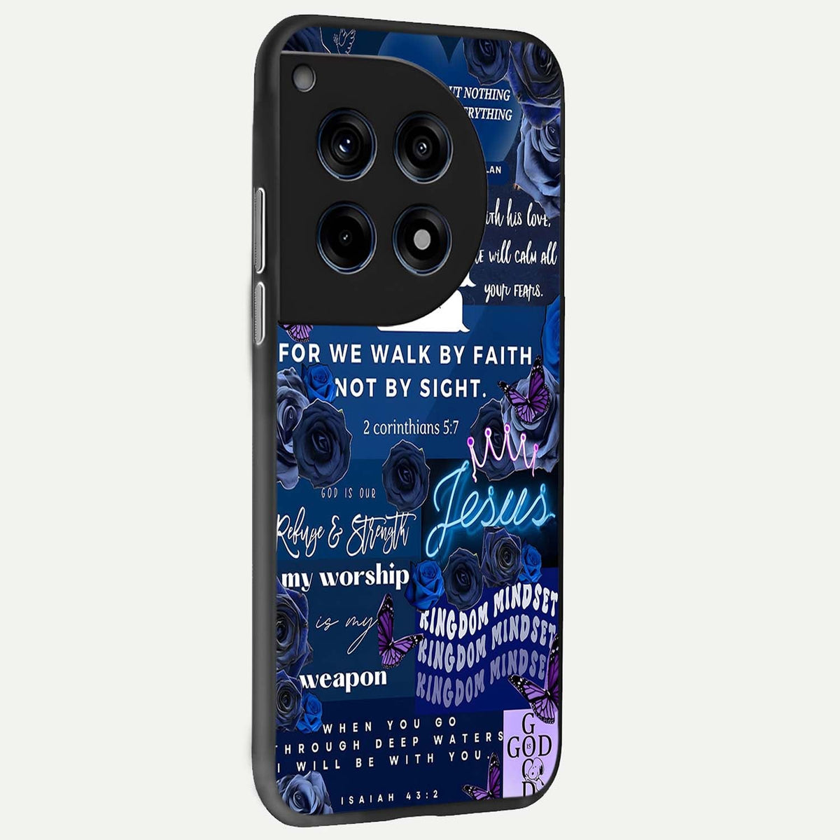  Kingdom Faith Glow back cover For OnePlus 12R slim fit glass case with vibrant aesthetic design