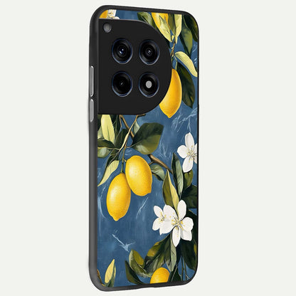  Lemon Dream Garden back cover For OnePlus 12R slim fit glass case with vibrant aesthetic design