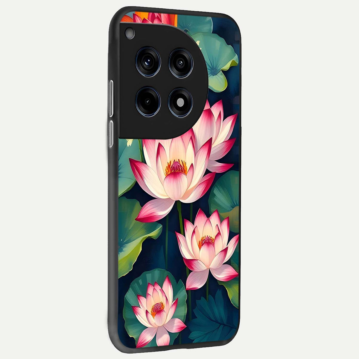  Lotus Dream Serenity back cover For OnePlus 12R slim fit glass case with vibrant aesthetic design