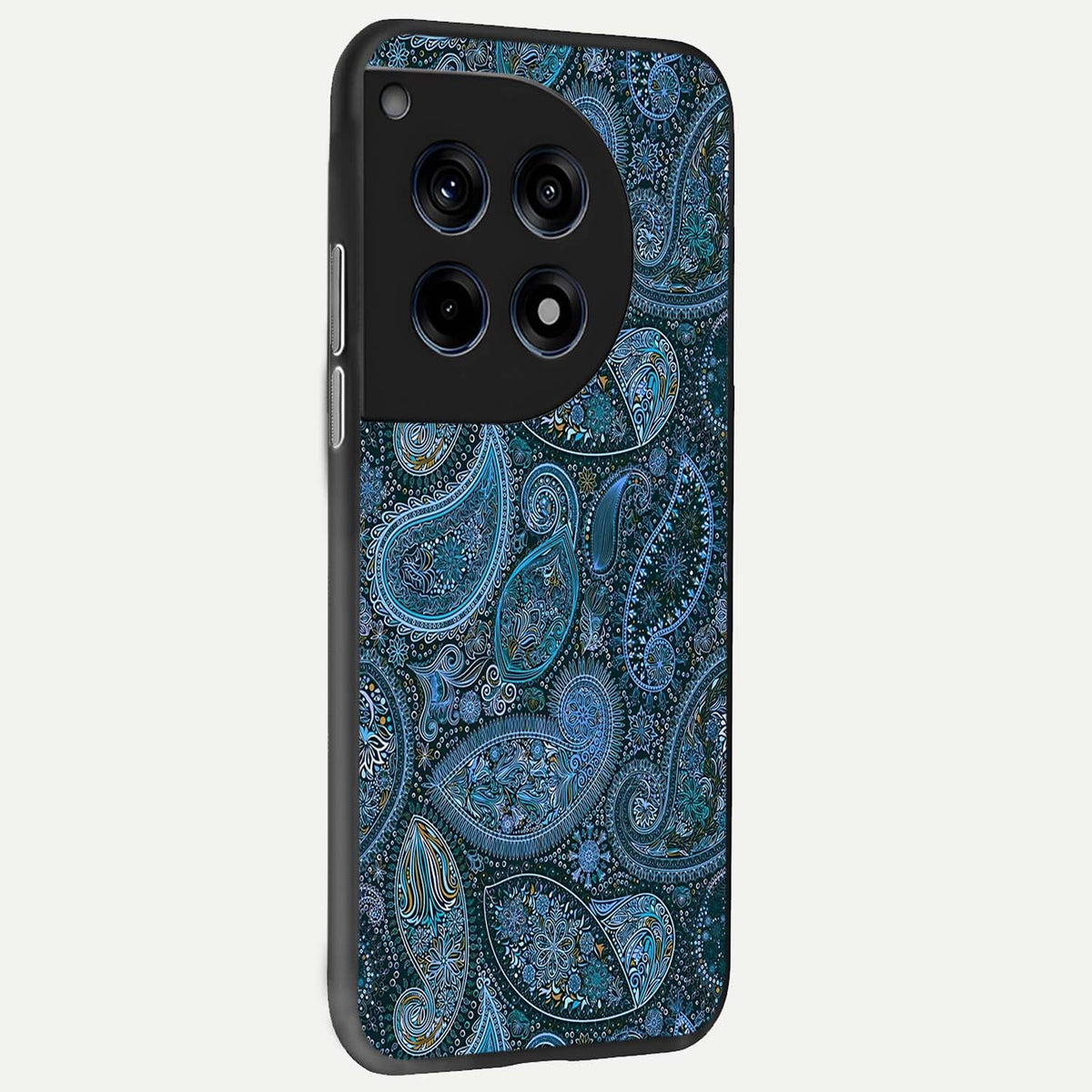  Midnight Paisley Glow back cover For OnePlus 12R slim fit glass case with vibrant aesthetic design