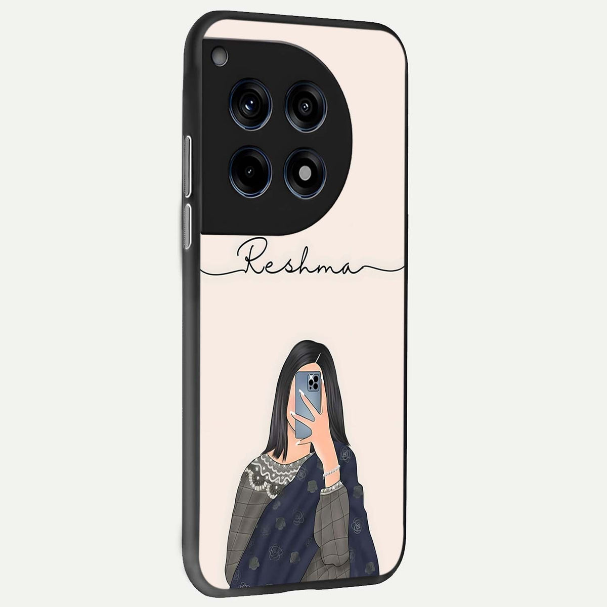  Mirror Mood Muse With Custom Name back cover For OnePlus 12R slim fit glass case with vibrant aesthetic design