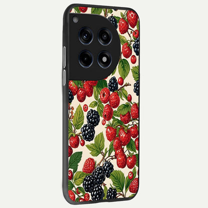 Mixed Berry Collage back cover For OnePlus 12R slim fit glass case with vibrant aesthetic design