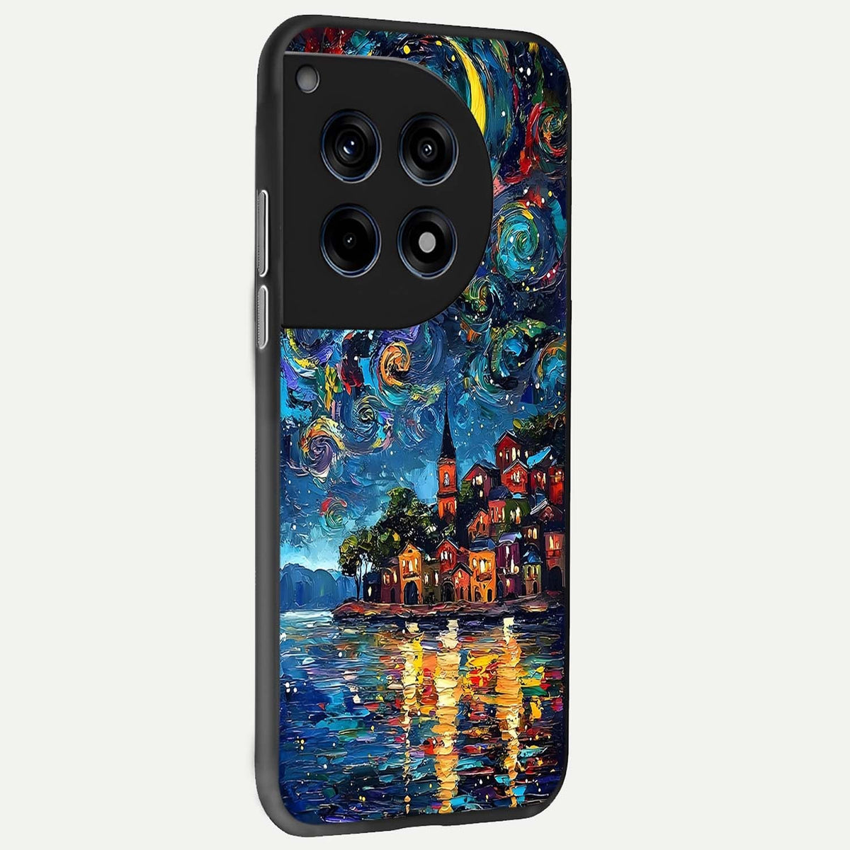  Moonlight Harbor Glow back cover For OnePlus 12R slim fit glass case with vibrant aesthetic design