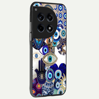  Mystic Charm Eye back cover For OnePlus 12R slim fit glass case with vibrant aesthetic design