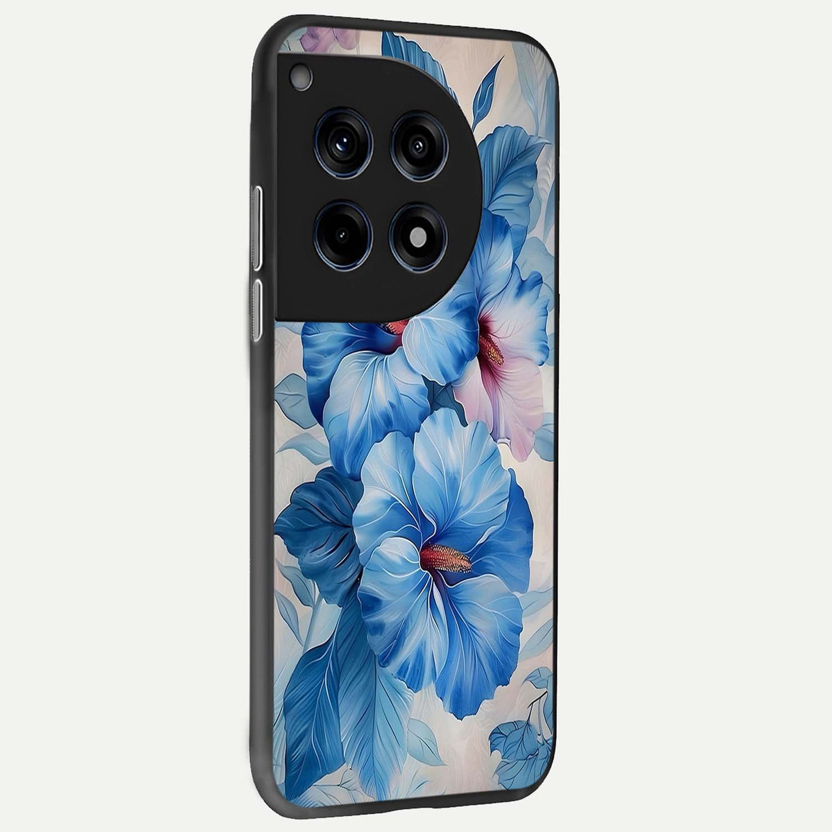  Ocean Hibiscus Grace back cover For OnePlus 12R slim fit glass case with vibrant aesthetic design