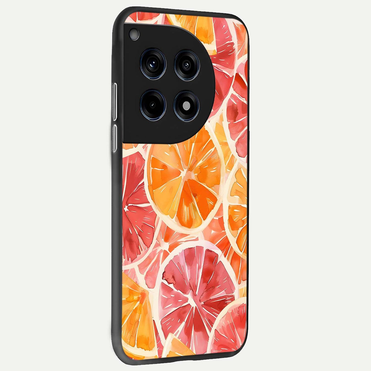  Orange Fruits Pattern back cover For OnePlus 12R slim fit glass case with vibrant aesthetic design