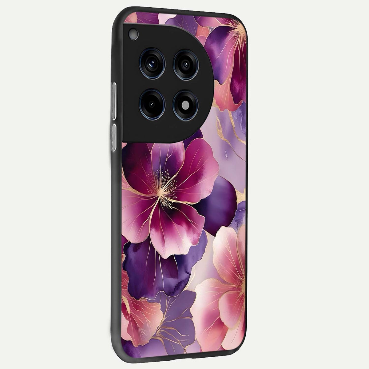 Pink Bouquet Florals back cover For OnePlus 12R slim fit glass case with vibrant aesthetic design