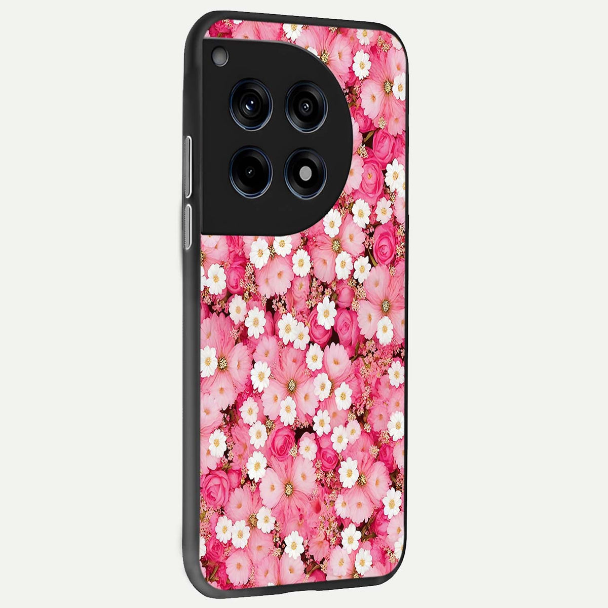  Pink Daisy Bliss back cover For OnePlus 12R slim fit glass case with vibrant aesthetic design