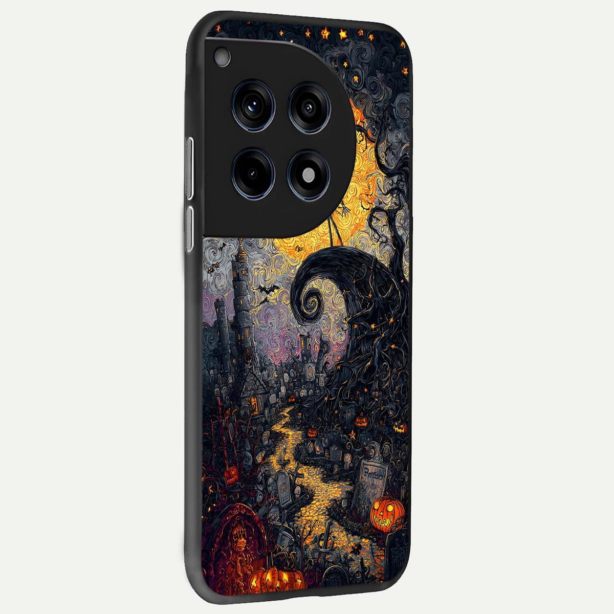  Pumpkin Moon Night back cover For OnePlus 12R slim fit glass case with vibrant aesthetic design