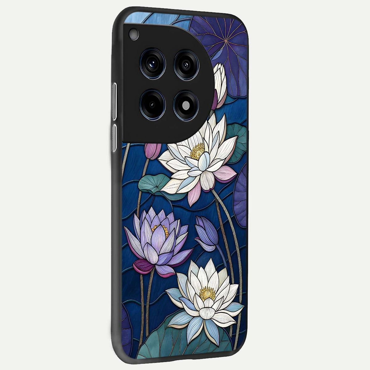  Purple Lotus Stained back cover For OnePlus 12R slim fit glass case with vibrant aesthetic design