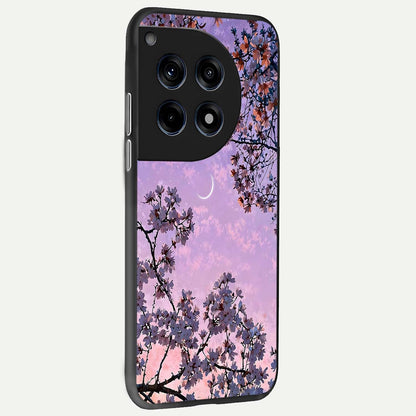  Purple Serenity Moon back cover For OnePlus 12R slim fit glass case with vibrant aesthetic design