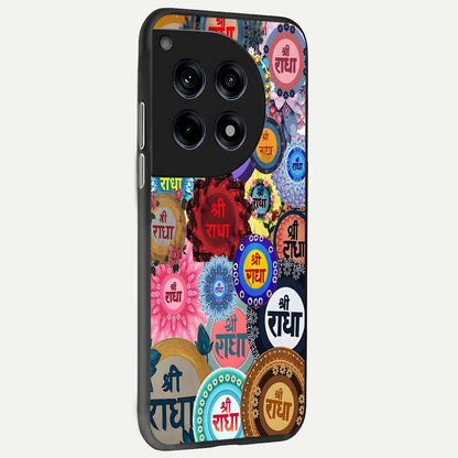  Radha Divine Bloom back cover For OnePlus 12R slim fit glass case with vibrant aesthetic design
