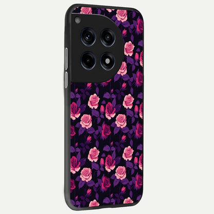  Rose Garden Twilight back cover For OnePlus 12R slim fit glass case with vibrant aesthetic design
