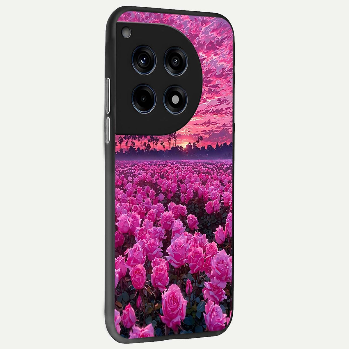  Rose Sunset Valley back cover For OnePlus 12R slim fit glass case with vibrant aesthetic design