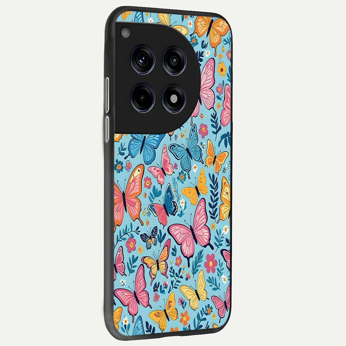  Spring Wing Garden back cover For OnePlus 12R slim fit glass case with vibrant aesthetic design