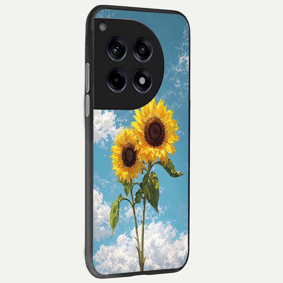  Sunlit Daisy Glow back cover For OnePlus 12R slim fit glass case with vibrant aesthetic design