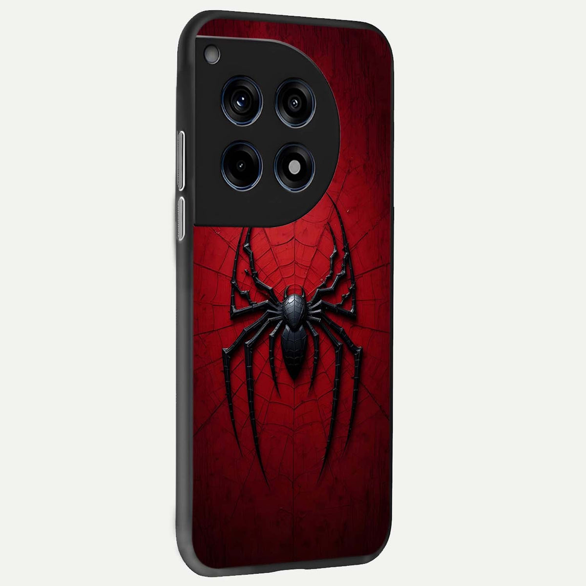  Superhero Web Emblem back cover For OnePlus 12R slim fit glass case with vibrant aesthetic design