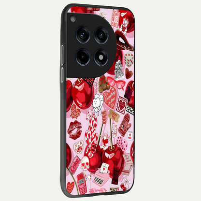 Sweet Cherry Chaos back cover For OnePlus 12R slim fit glass case with vibrant aesthetic design