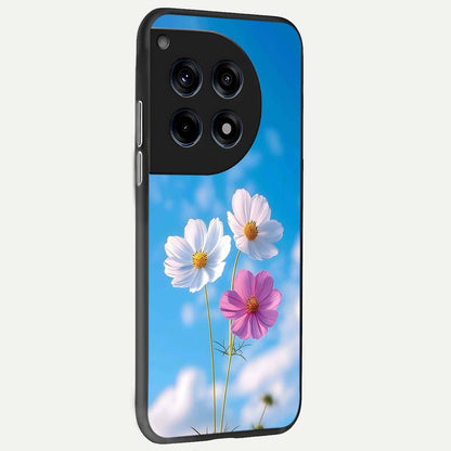  Tripple Flowers With Sky back cover For OnePlus 12R slim fit glass case with vibrant aesthetic design