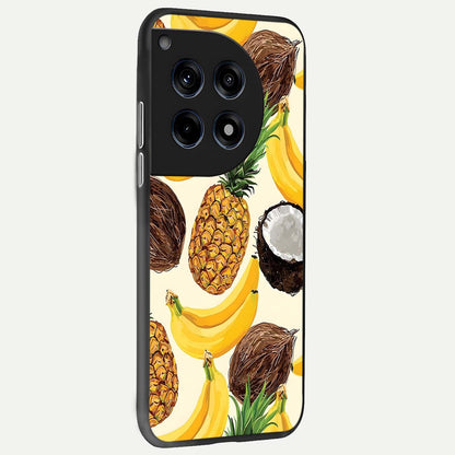  Tropical Fruit Mood back cover For OnePlus 12R slim fit glass case with vibrant aesthetic design