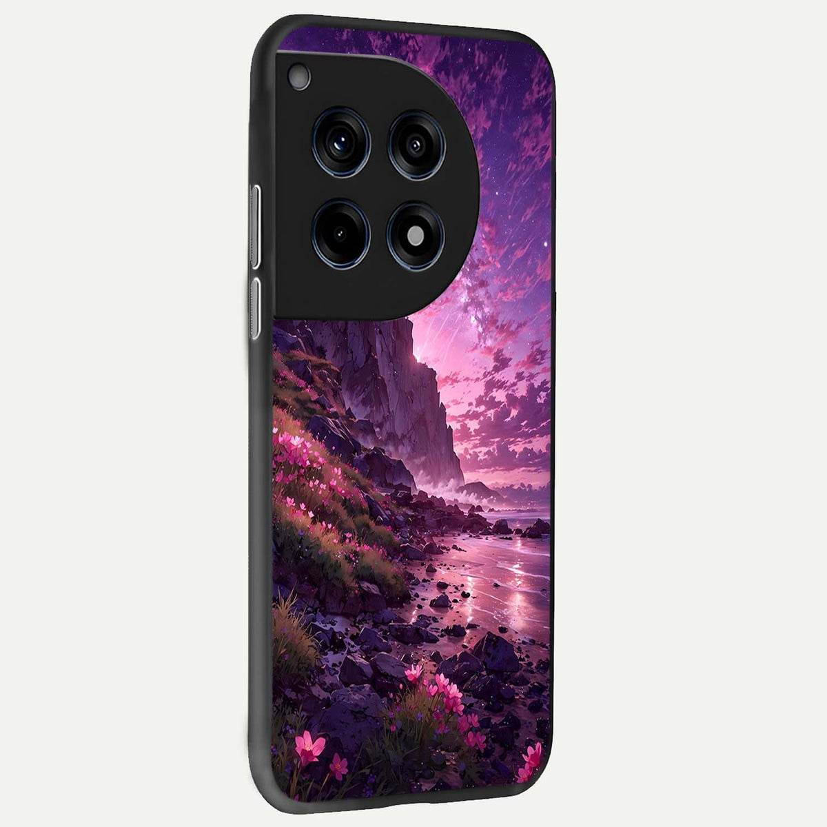  Twilight Blossom Coast back cover For OnePlus 12R slim fit glass case with vibrant aesthetic design