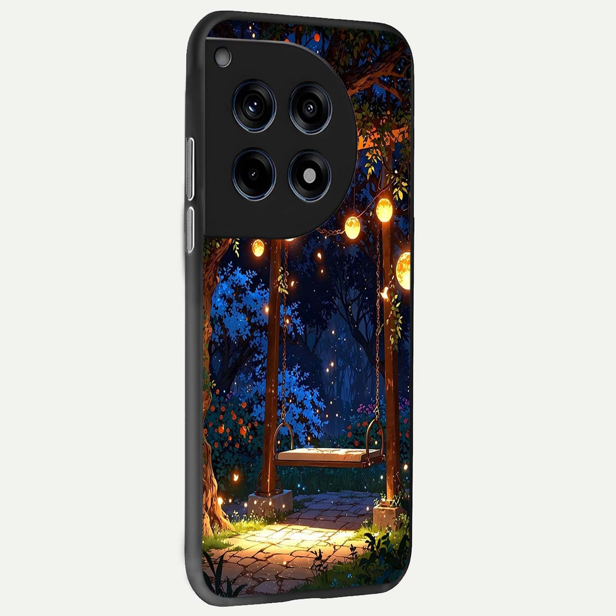  Twilight Garden Swing back cover For OnePlus 12R slim fit glass case with vibrant aesthetic design