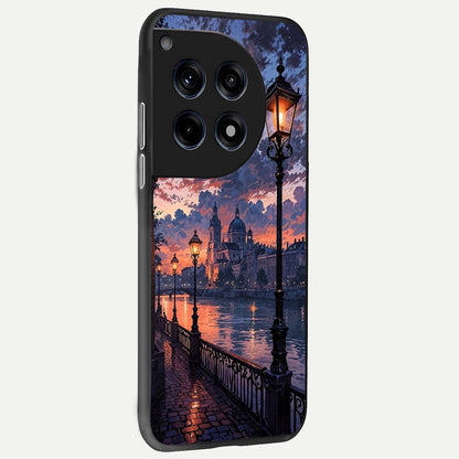  Twilight River Lights back cover For OnePlus 12R slim fit glass case with vibrant aesthetic design