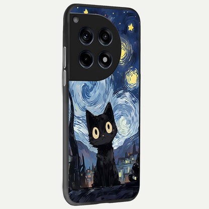 Van Gogh Cat back cover For OnePlus 12R slim fit glass case with vibrant aesthetic design