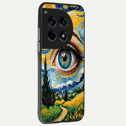  Van Gogh Eye back cover For OnePlus 12R slim fit glass case with vibrant aesthetic design