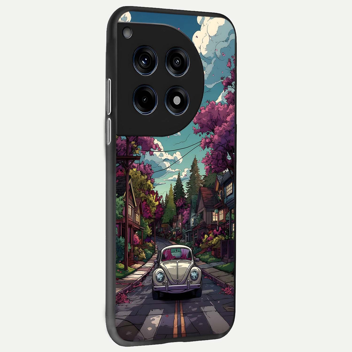  Vintage Street Drive back cover For OnePlus 12R slim fit glass case with vibrant aesthetic design