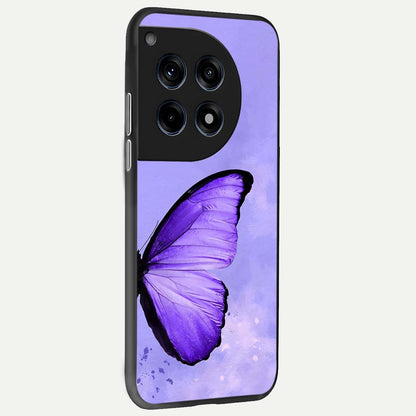  Violet Dream Wing back cover For OnePlus 12R slim fit glass case with vibrant aesthetic design