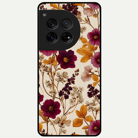  Autumn Wine Bloom Glass Case For OnePlus 12 back cover – full design glossy printed glass finish