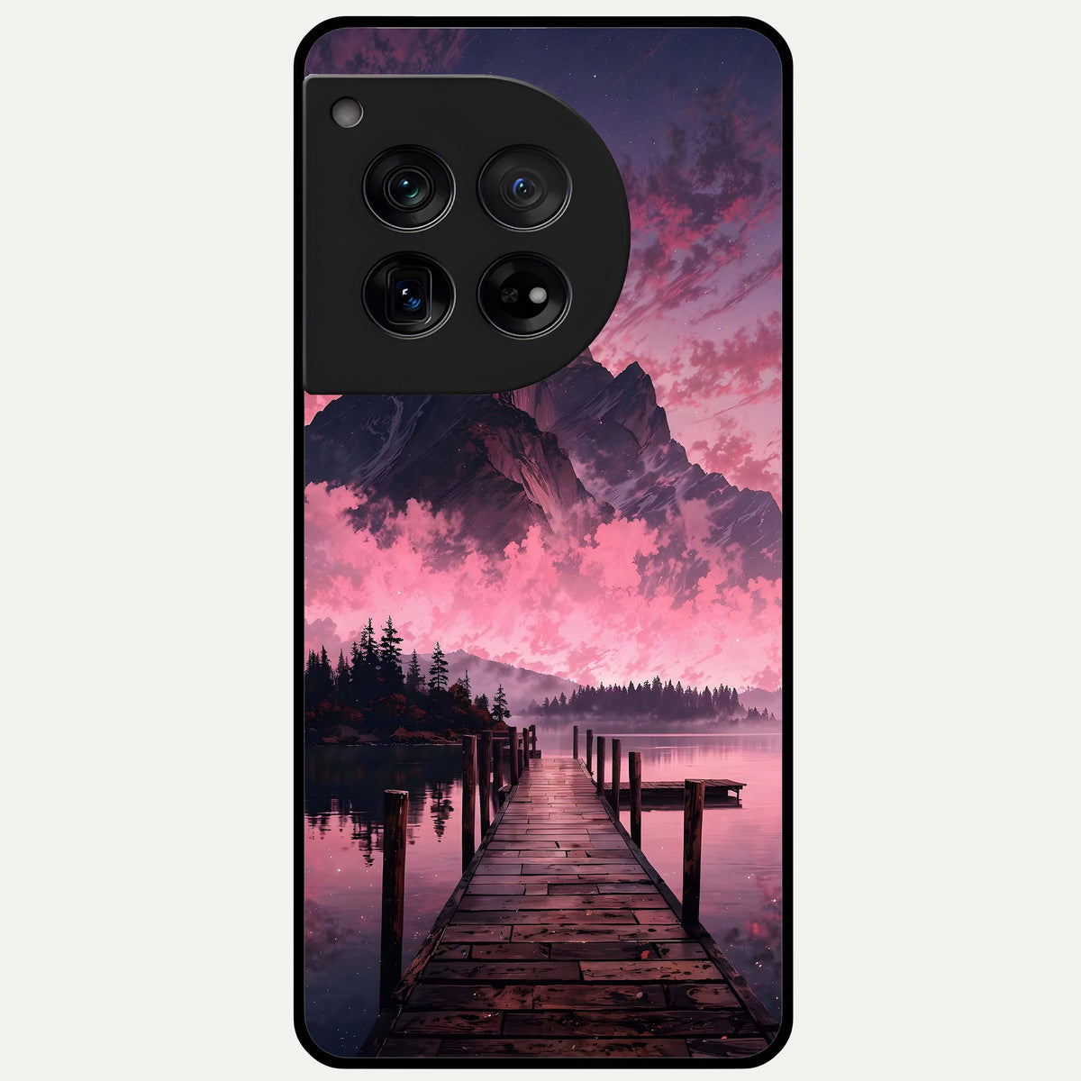  Beautiful Mountain View Glass Case For OnePlus 12 back cover – full design glossy printed glass finish