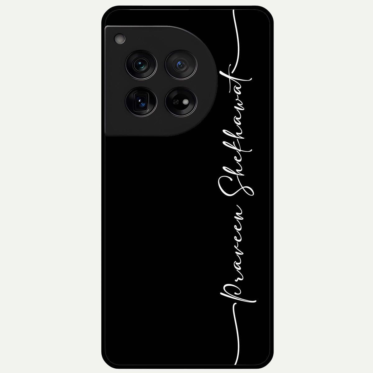  Black Tune Custom Name Glass Case For OnePlus 12 back cover – full design glossy printed glass finish