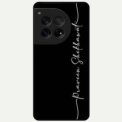  Black Tune Custom Name Glass Case For OnePlus 12 back cover – full design glossy printed glass finish