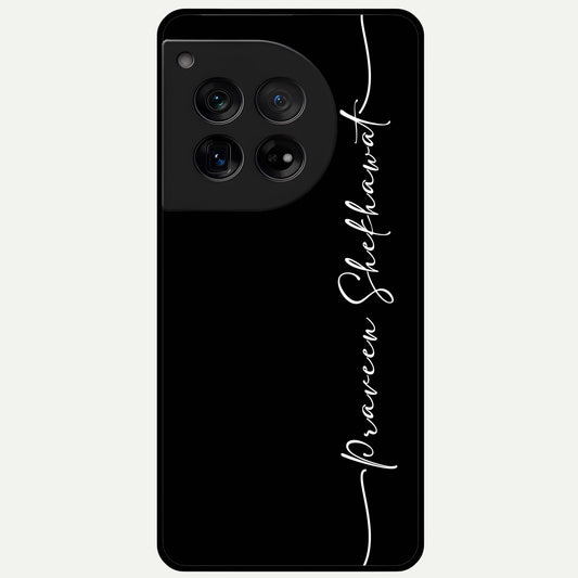  Black Tune Custom Name Glass Case For OnePlus 12 back cover – full design glossy printed glass finish